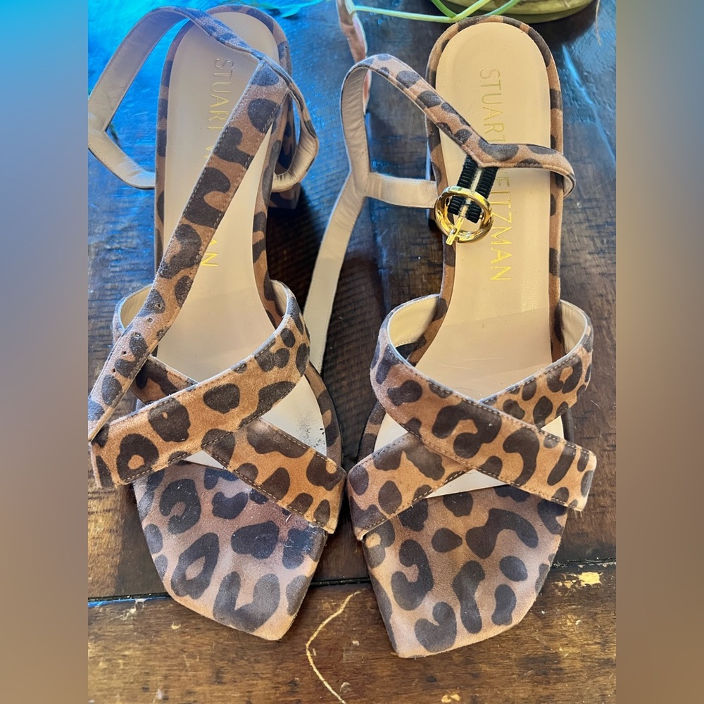 Stuart Weitzman Leopard Print Sandals - image 1